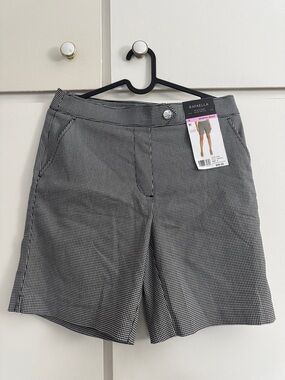 Rafaella Black & White Houndstooth Stretch Bermuda Shorts